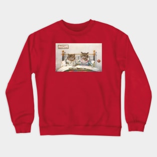 Cute Kitty Couple Enjoy a Mouse and Bird for Breakfast Crewneck Sweatshirt